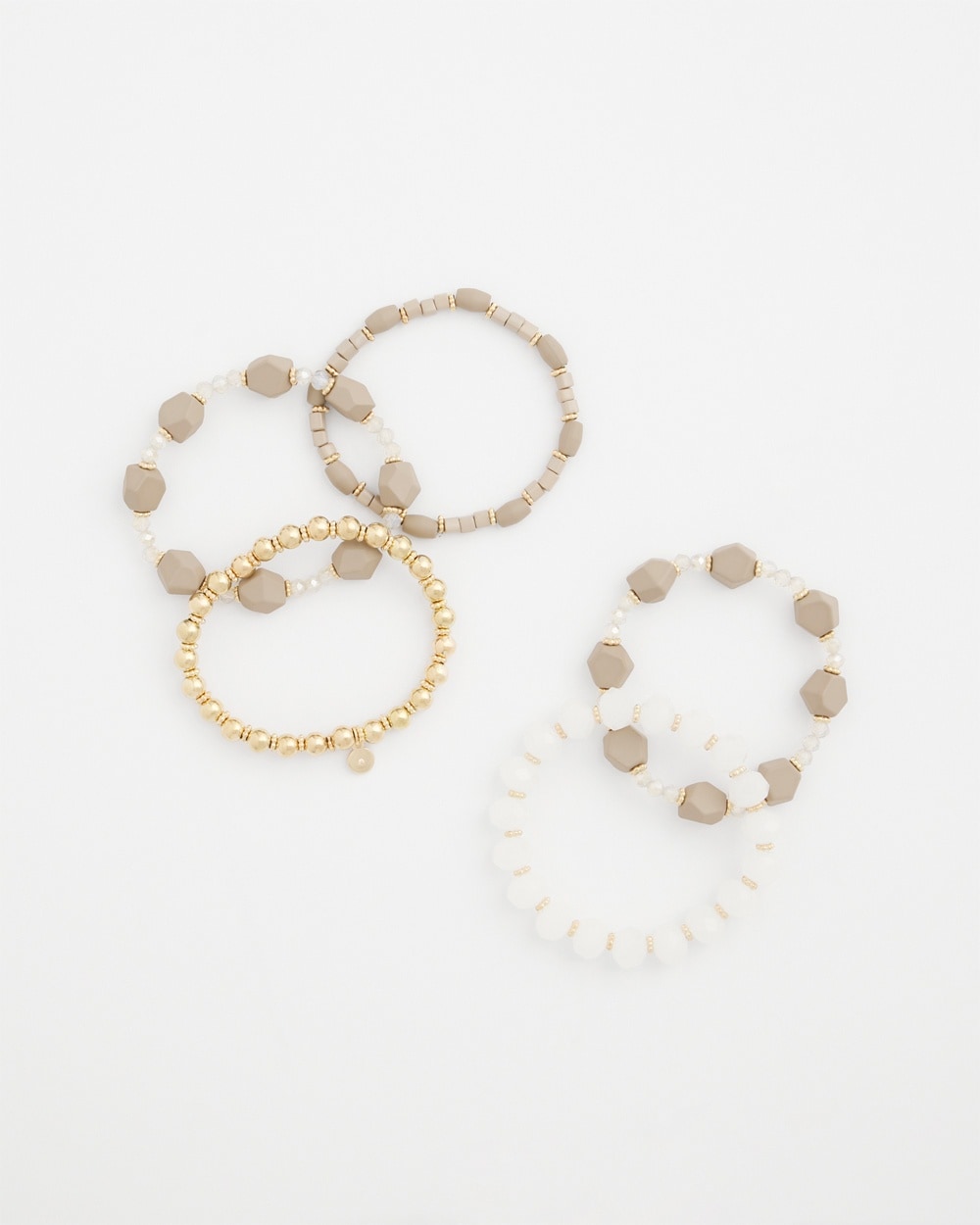 Neutral Five Beaded Bracelets Stack