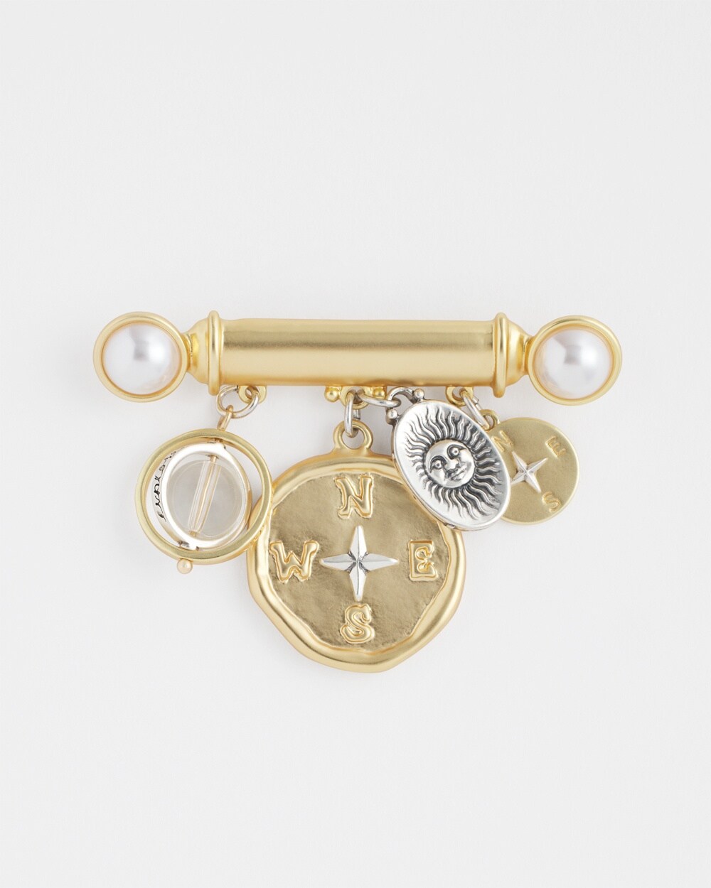 Gold-Tone Bar Compass Brooch