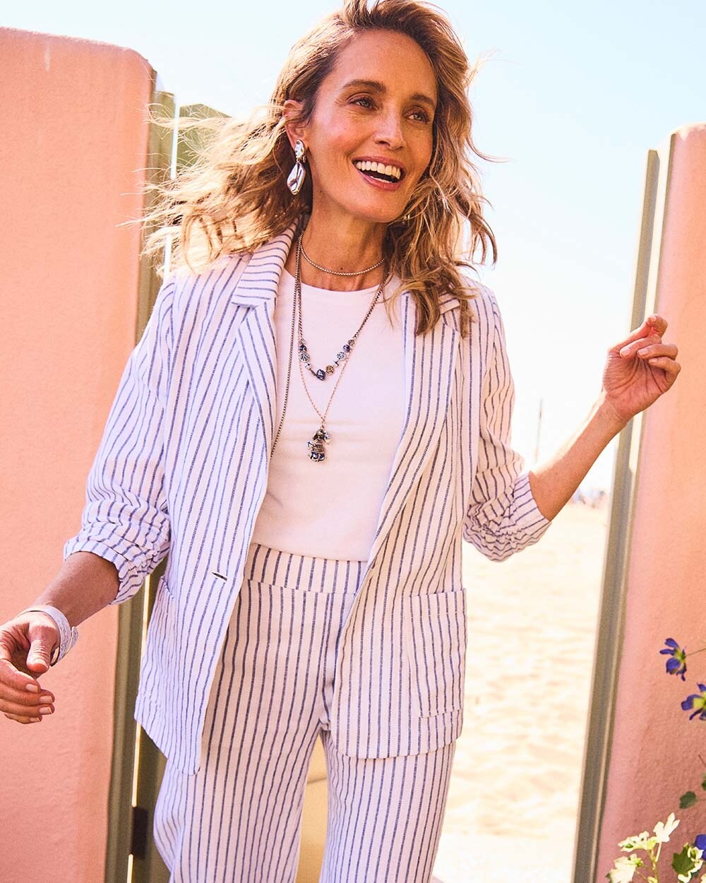 Striped Linen Stretch Blazer