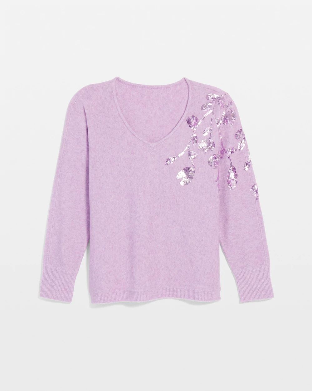 Sequin V-Neck Pullover Sweater