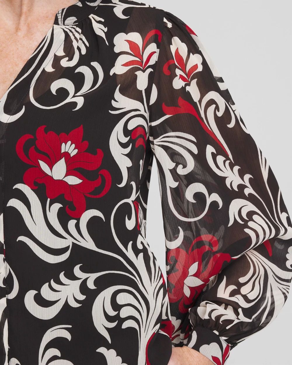 Crinkle Chiffon Floral Blouse
