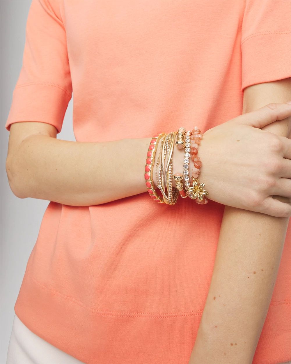 Bold Orange Goldtone Slip-On Bracelet