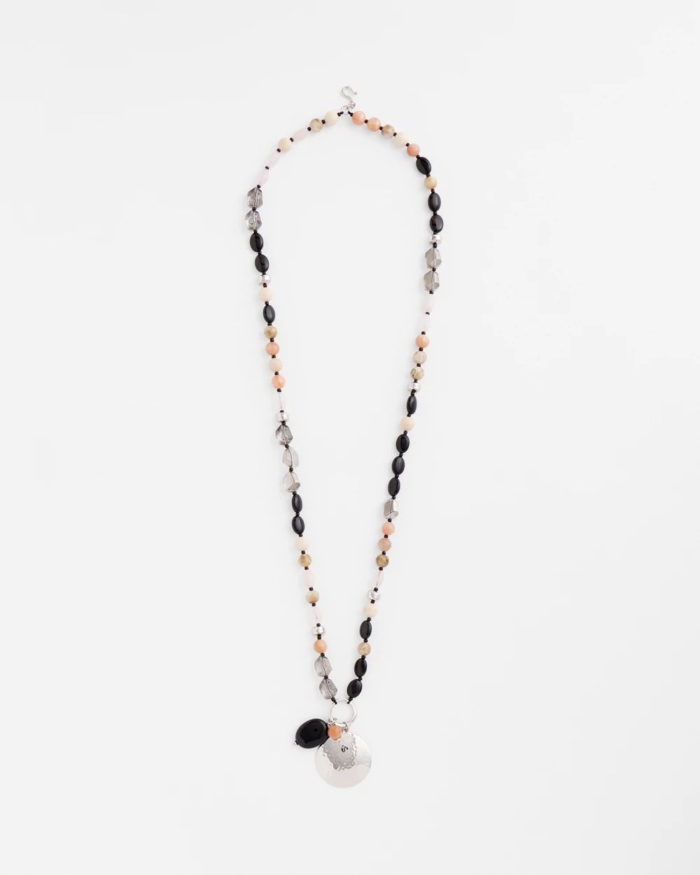 Silver Tone Beaded Charm Necklace