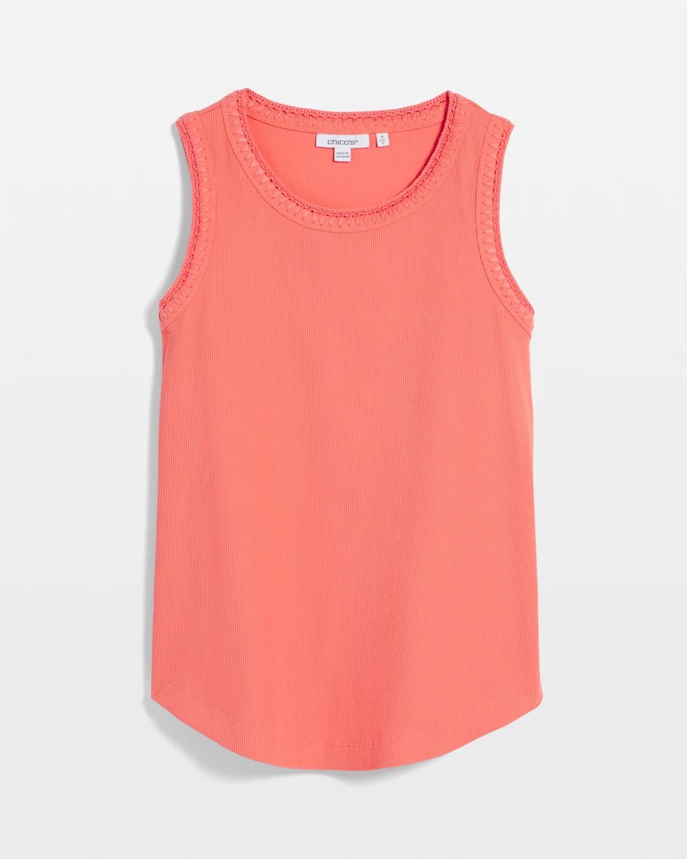 Ribbed Crochet-Trimmed Tank