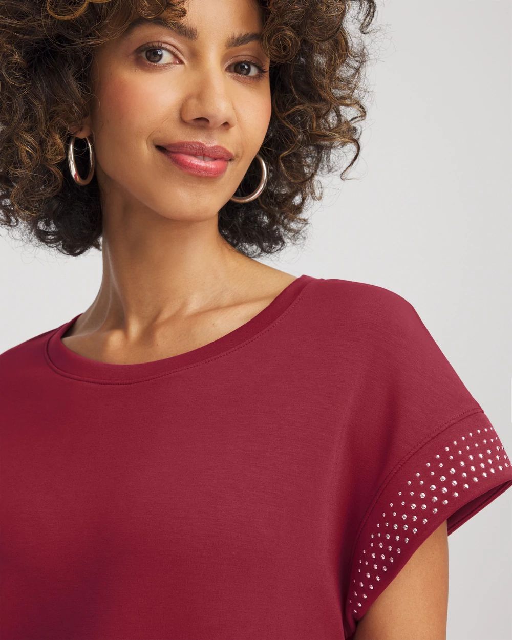 Zenergy® Scuba Embellished Short-Sleeve Top
