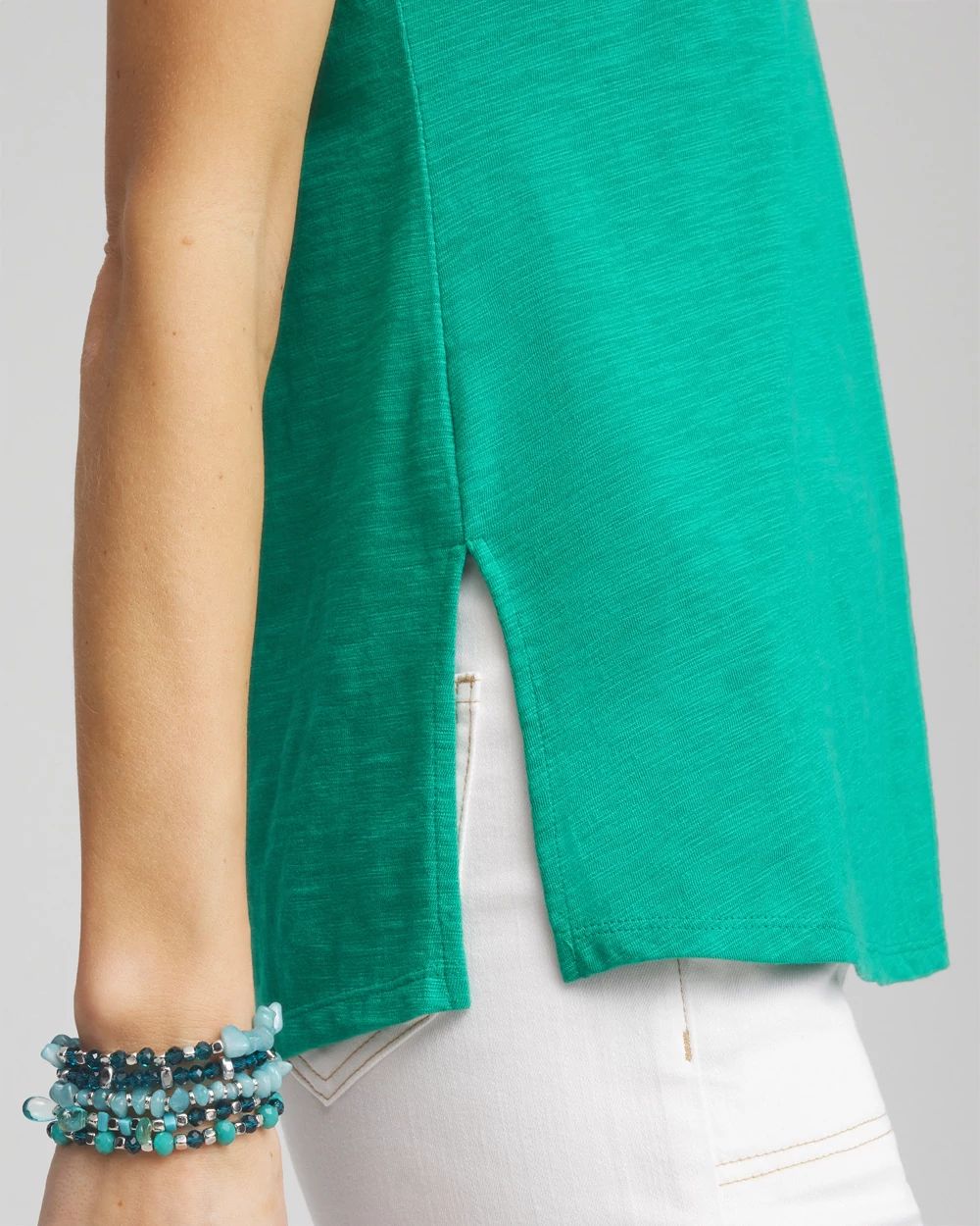 Slub Sleeveless Collared Tunic