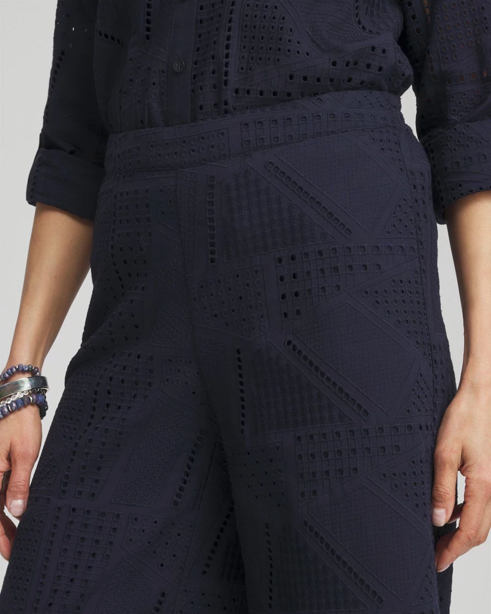 Geo Eyelet Soft Cropped Pants