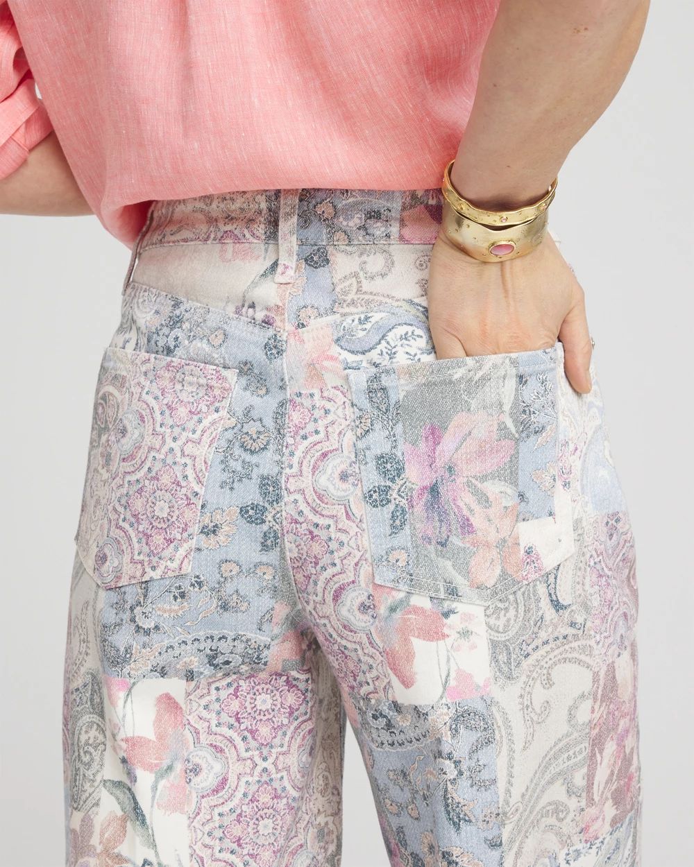 Petite So Slimming® High-Rise Floral Patchwork Jeans