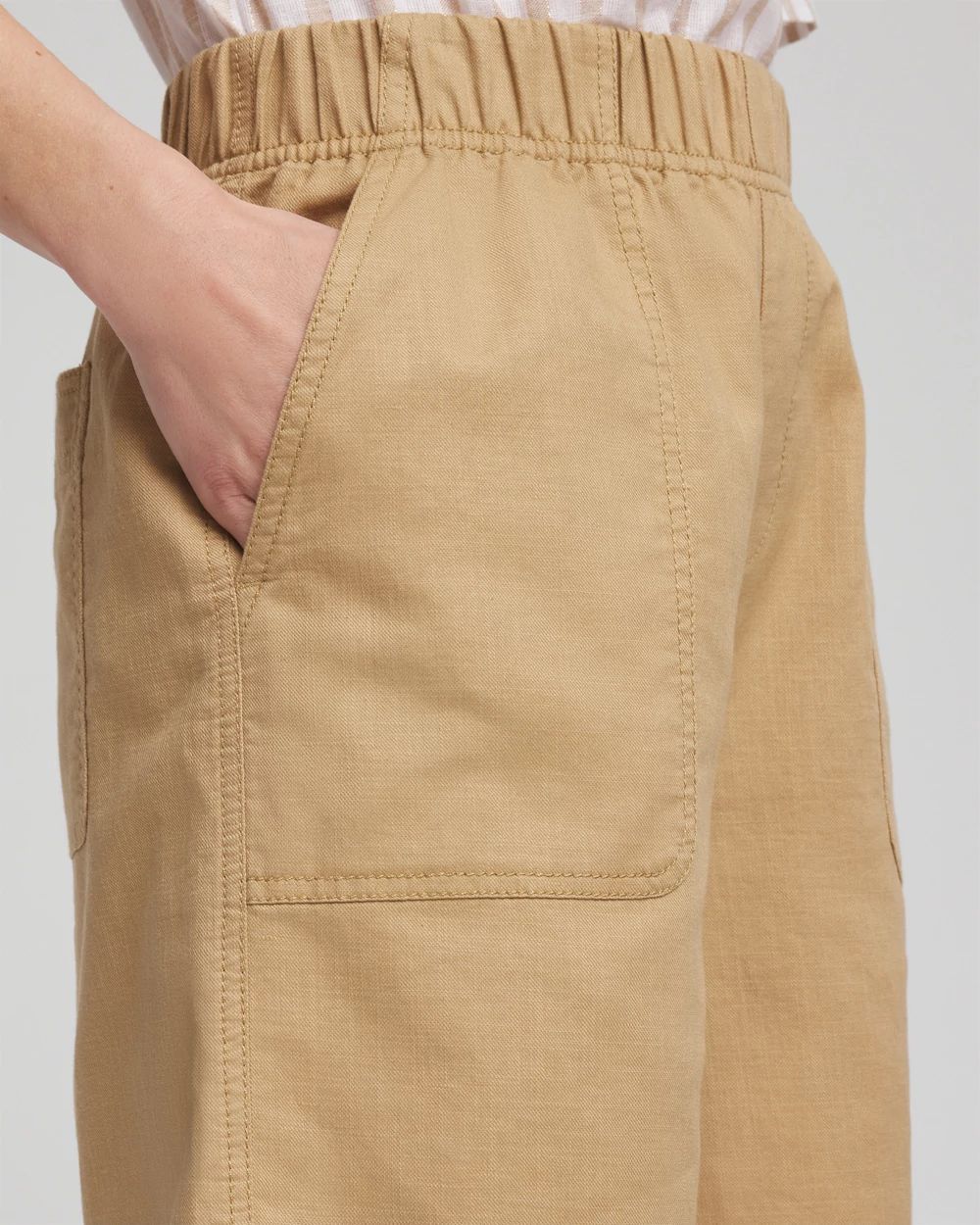 Cotton-Linen Pull-On Utility Shorts