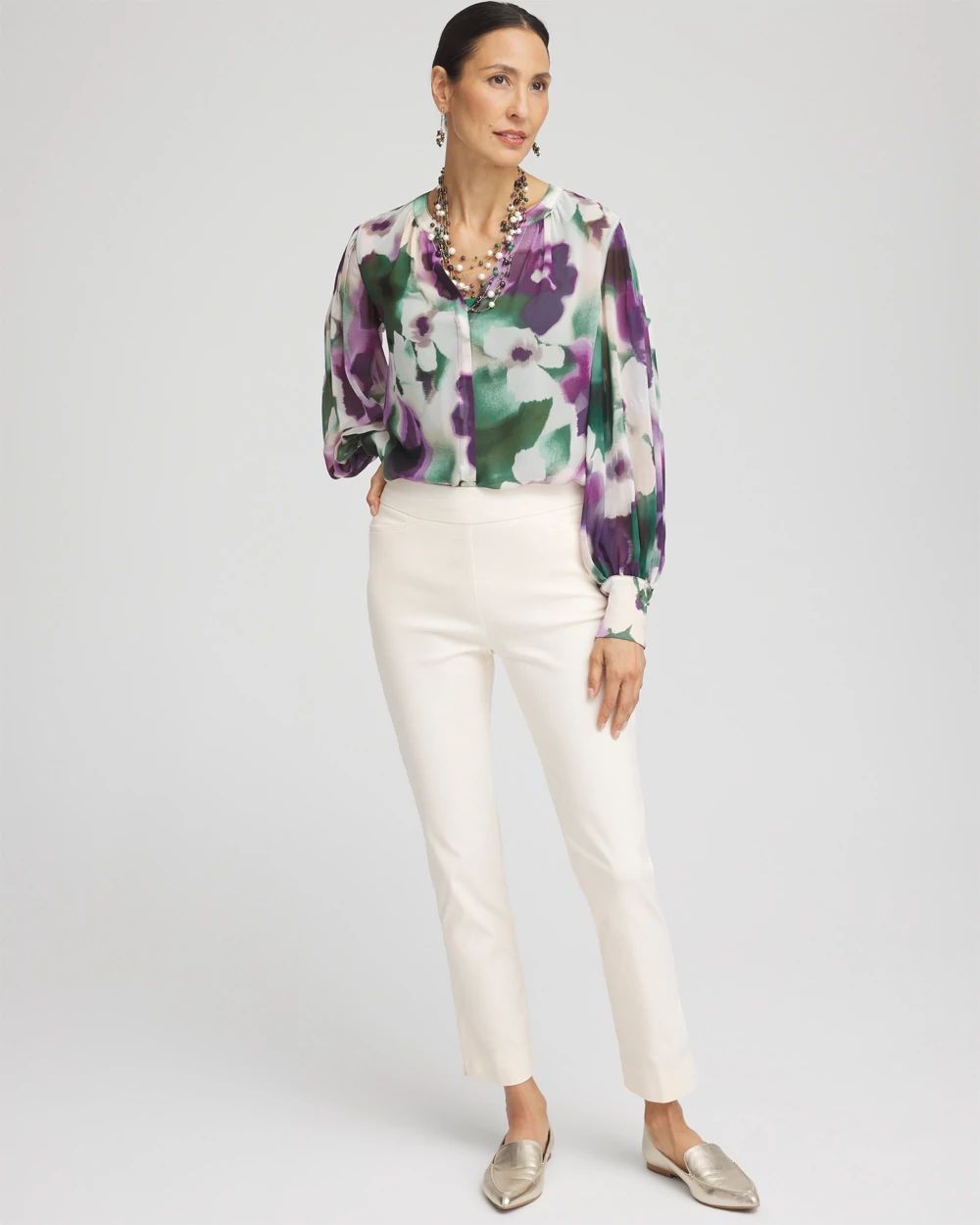 Petite Brigitte Basic Slit Ankle Pants