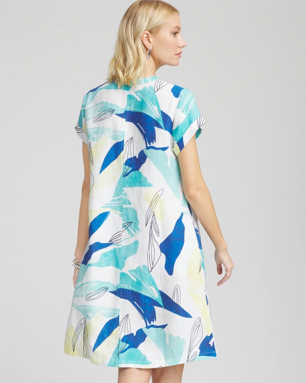 Cuff Sleeve Linen Dress