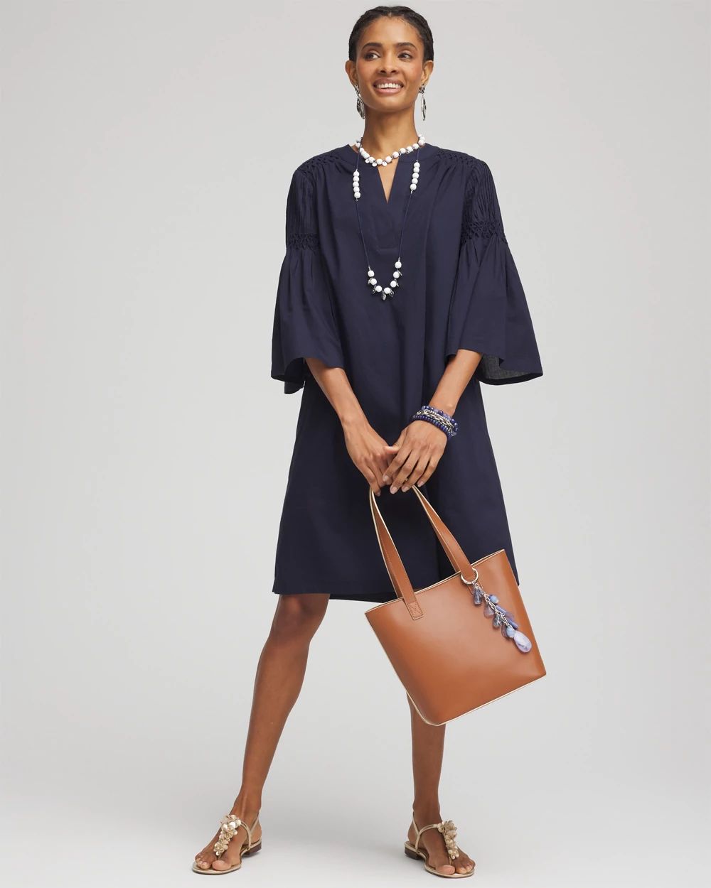 Cotton Voile Bell Sleeved Dress