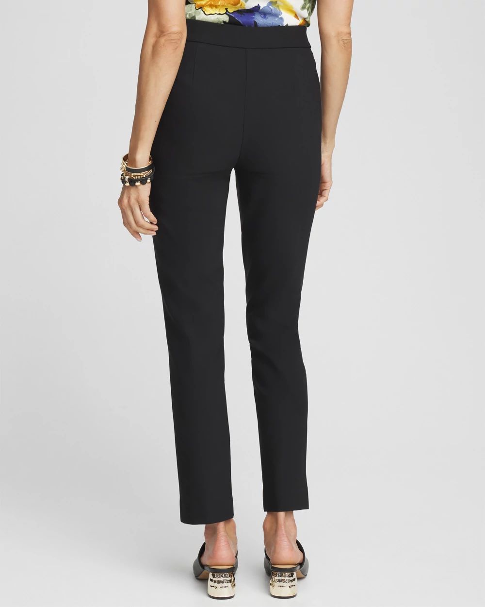 Bi-Stretch Front Seam Slit Ankle Pants