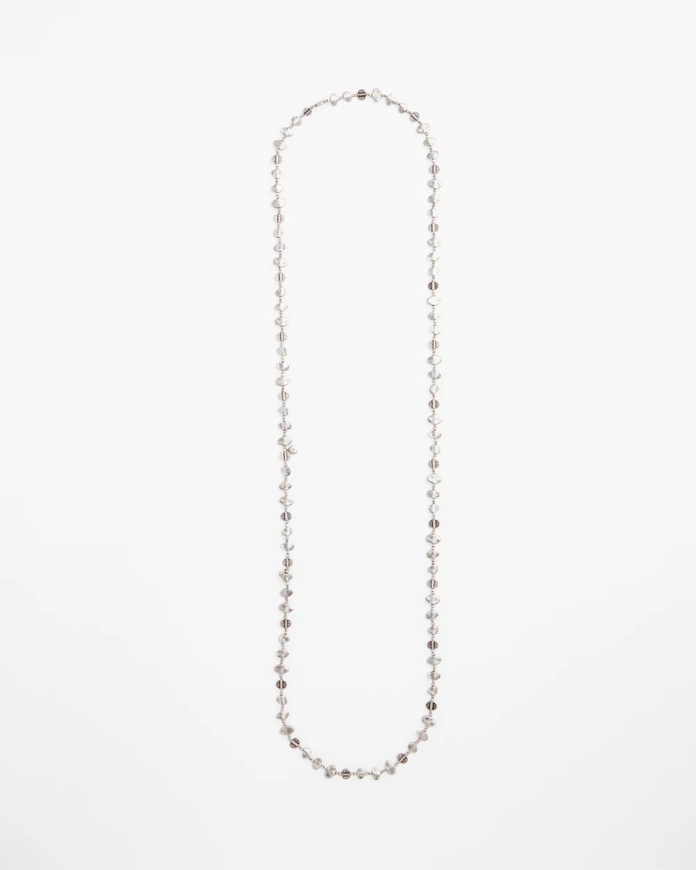 Single Silver-tone Nugget Necklace