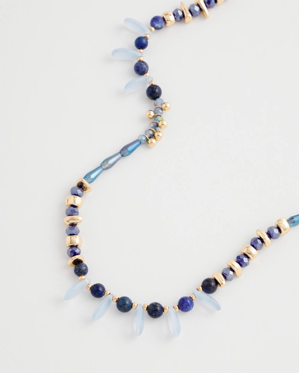 Blue Beaded Single Strand Necklace