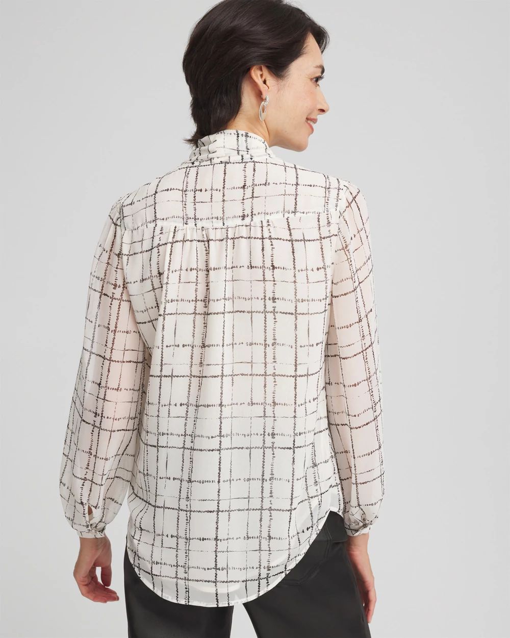 Plaid Tie Bow Blouse