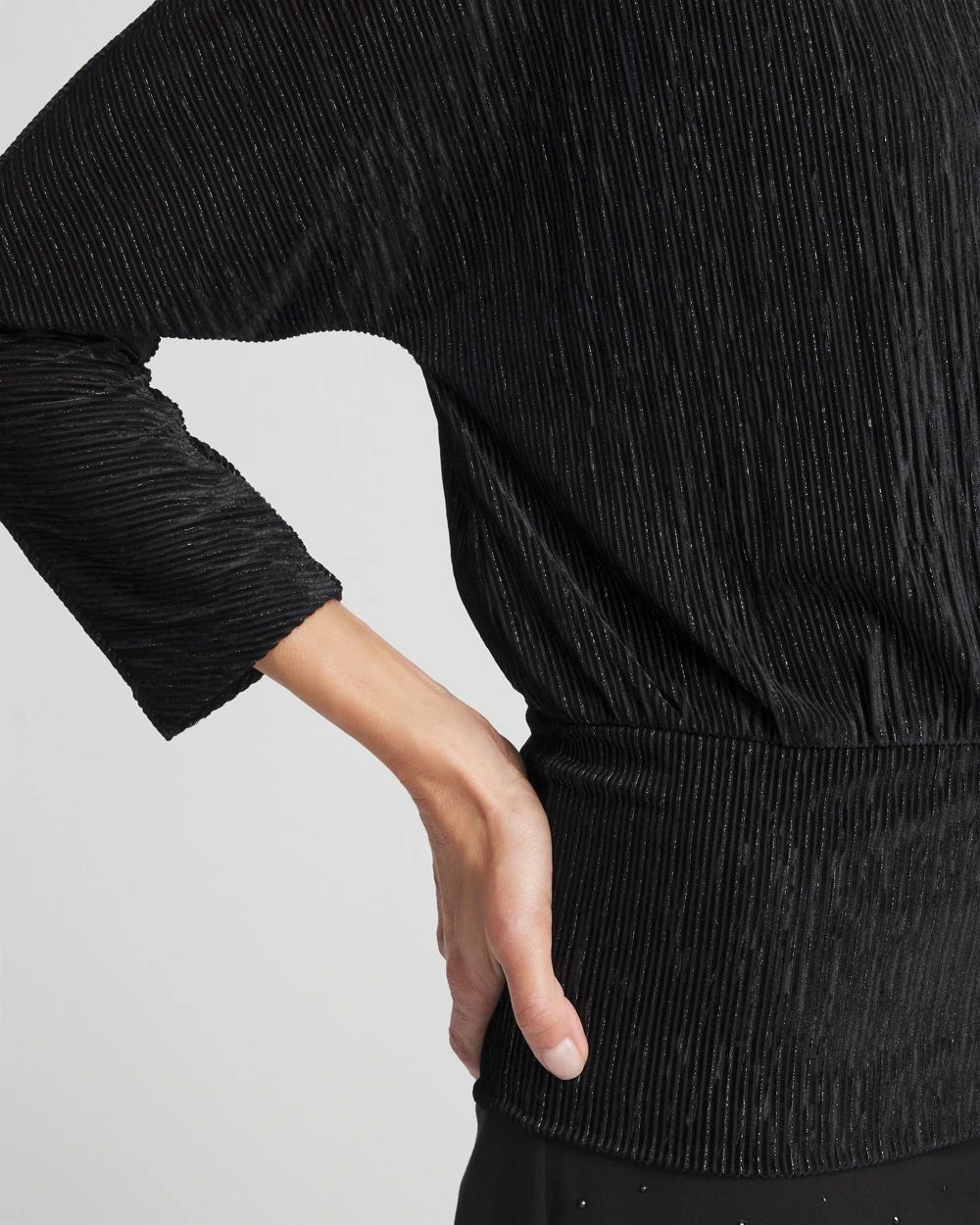 Crinkle Velvet Banded Hem Top