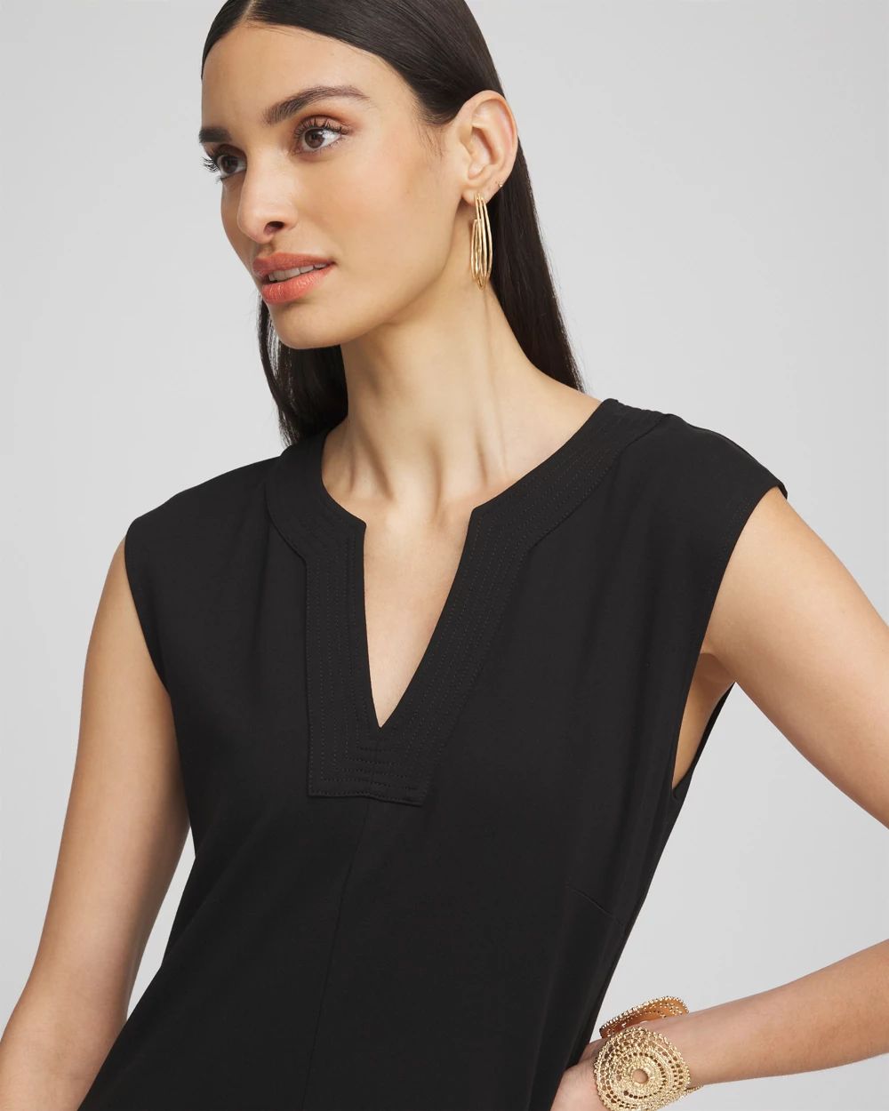 Petite Trapunto Placket Midi Dress