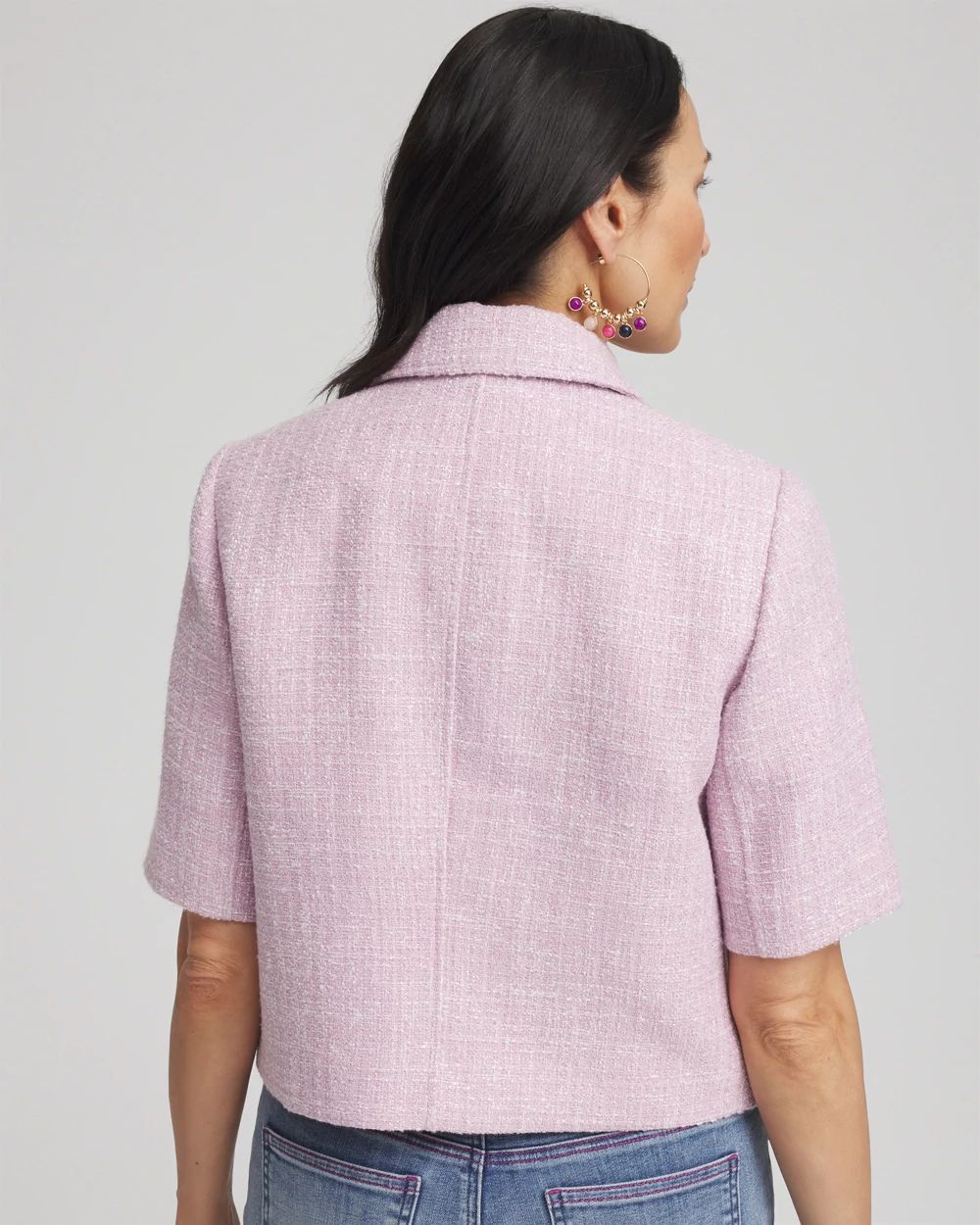 Short-Sleeved Tweed Jacket