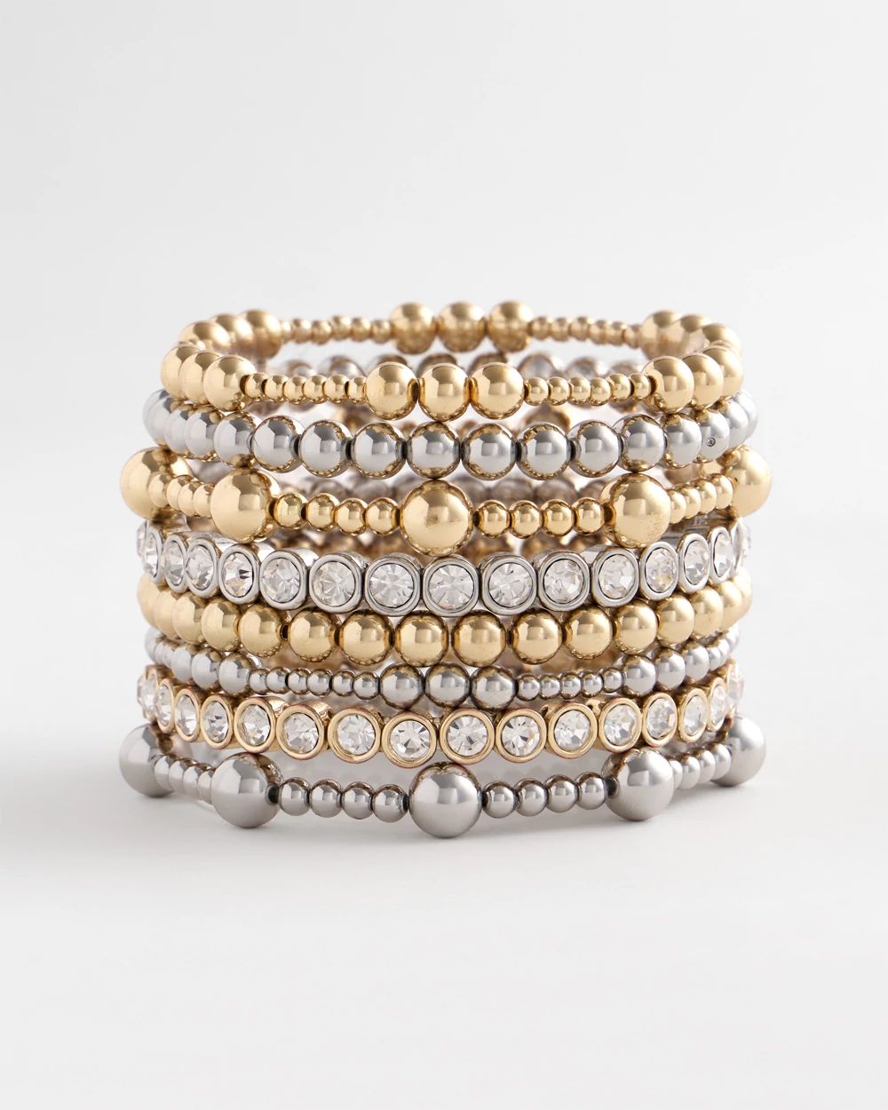 Gold-tone Medium Bead Stretch Bracelet