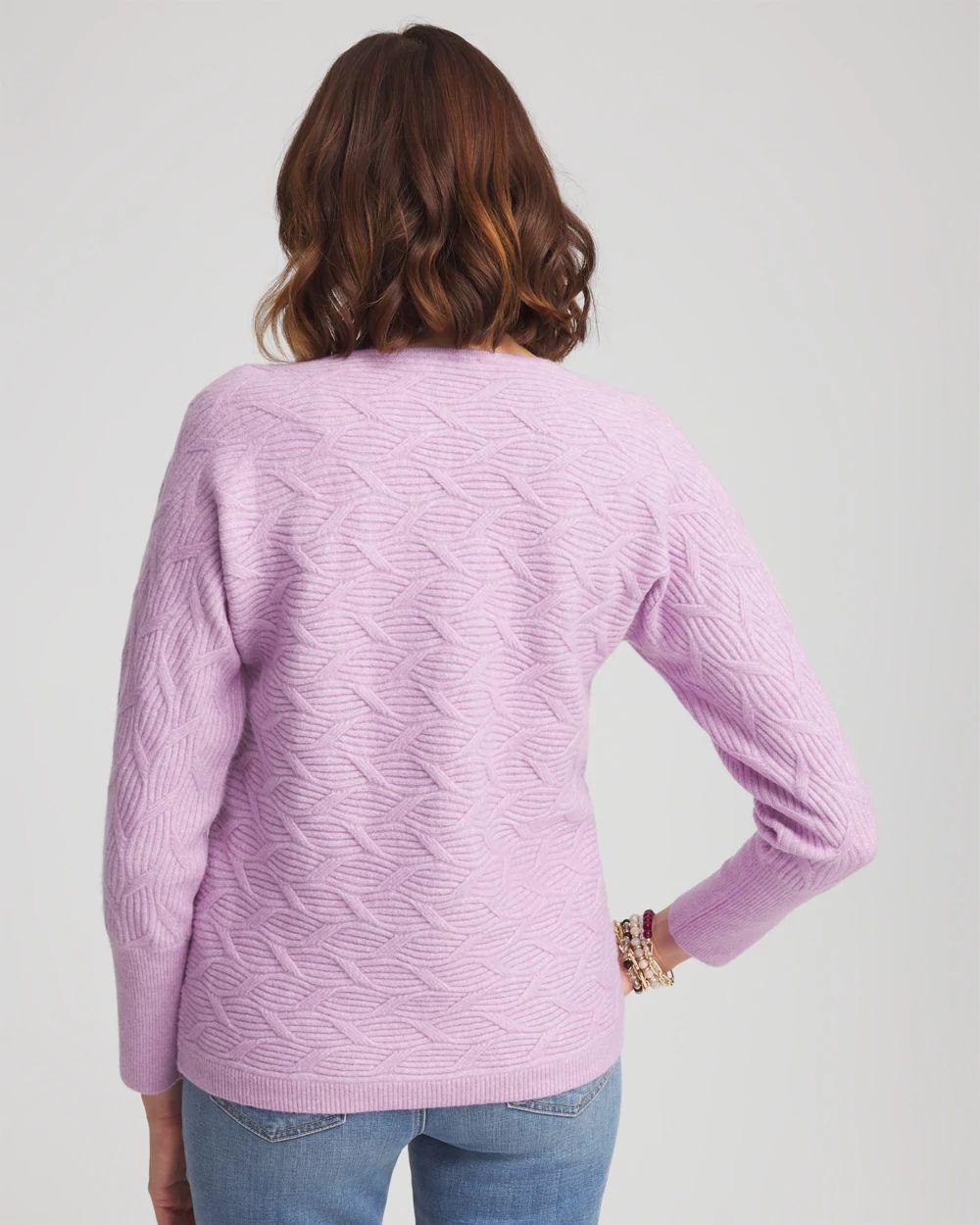 V-Neck Cable-knit Pullover Sweater