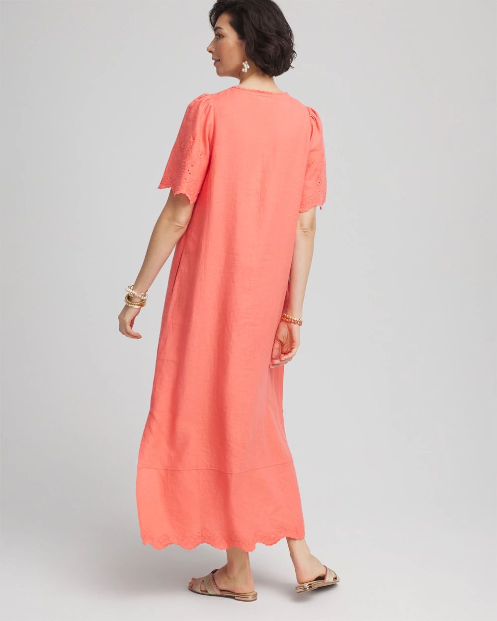 Petite Linen V-Neck Maxi Dress