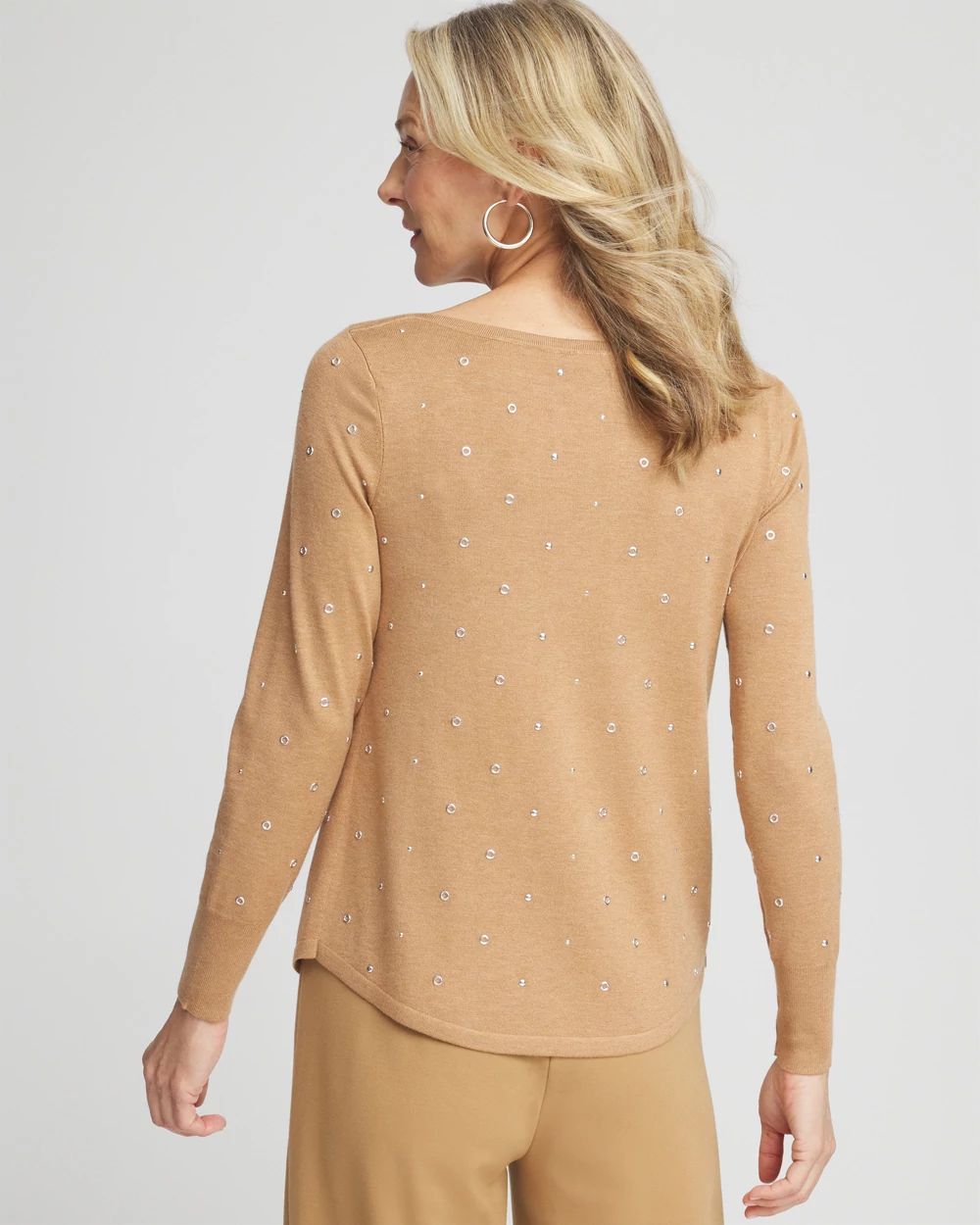Studded Long Sleeve Pullover Sweater