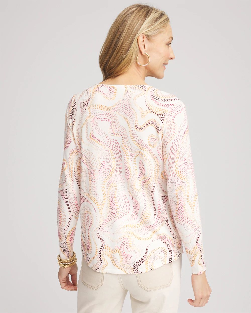 Swirls Long Sleeve V-Neck Pullover Sweater