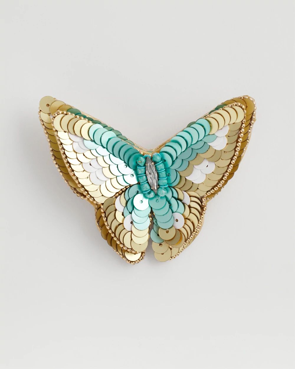 Gold and Blue Butterfly Brooch