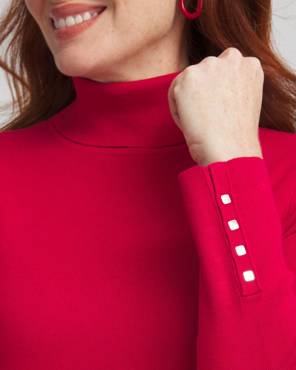 Ecovero™ Button Cuff Turtleneck Sweater