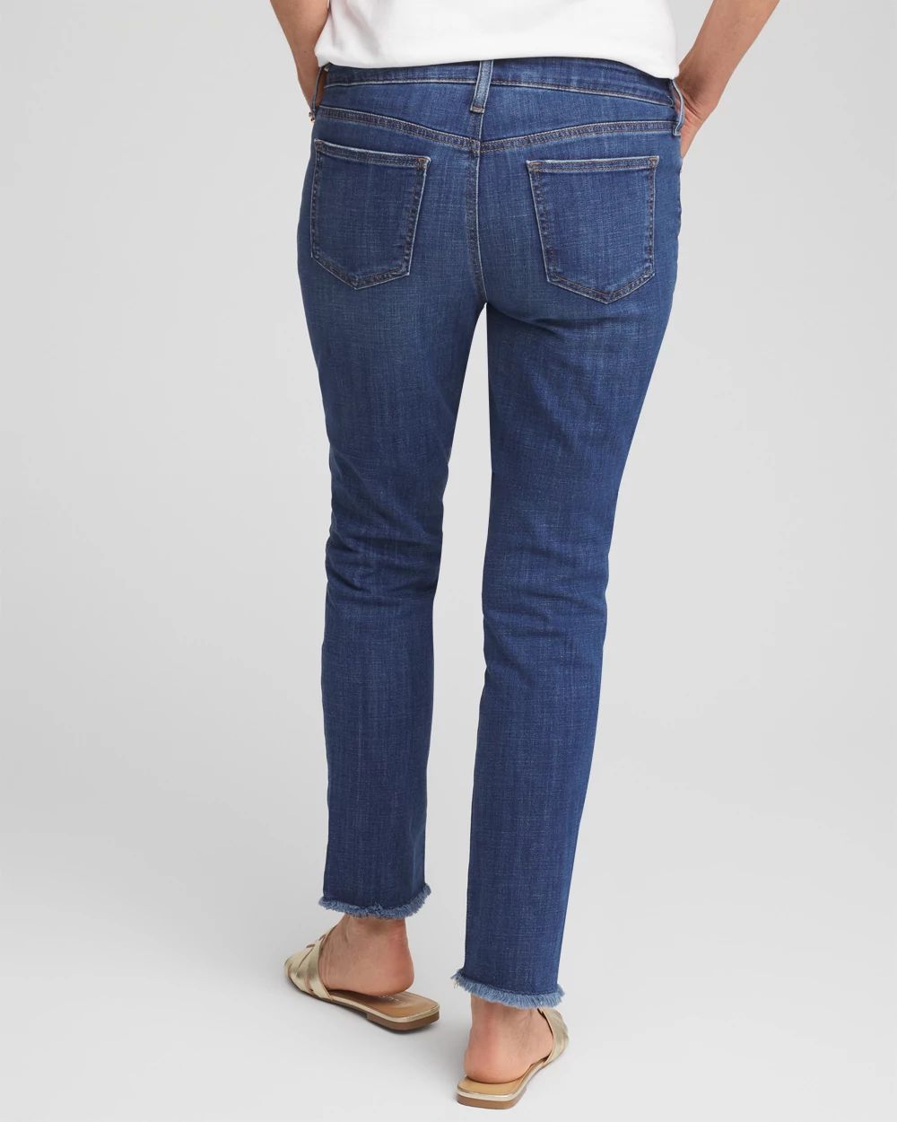 Girlfriend Fray Hem Ankle Jeans