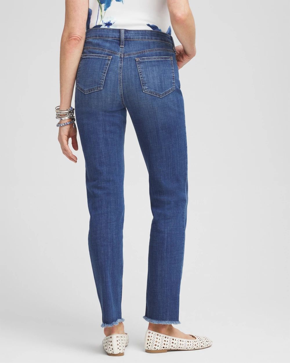 Girlfriend Fray Hem Ankle Jeans