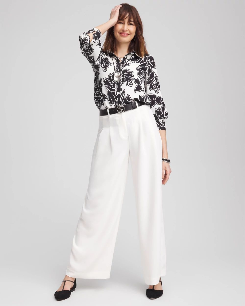 Twill Floral Collared Shirt