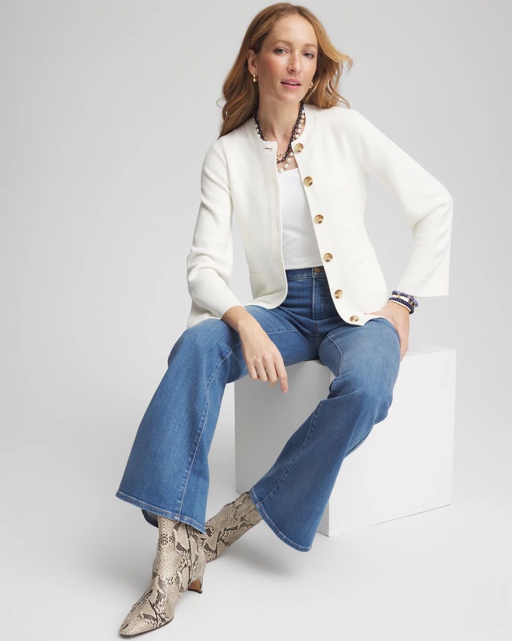 Faux Horn Button-Up Cardigan