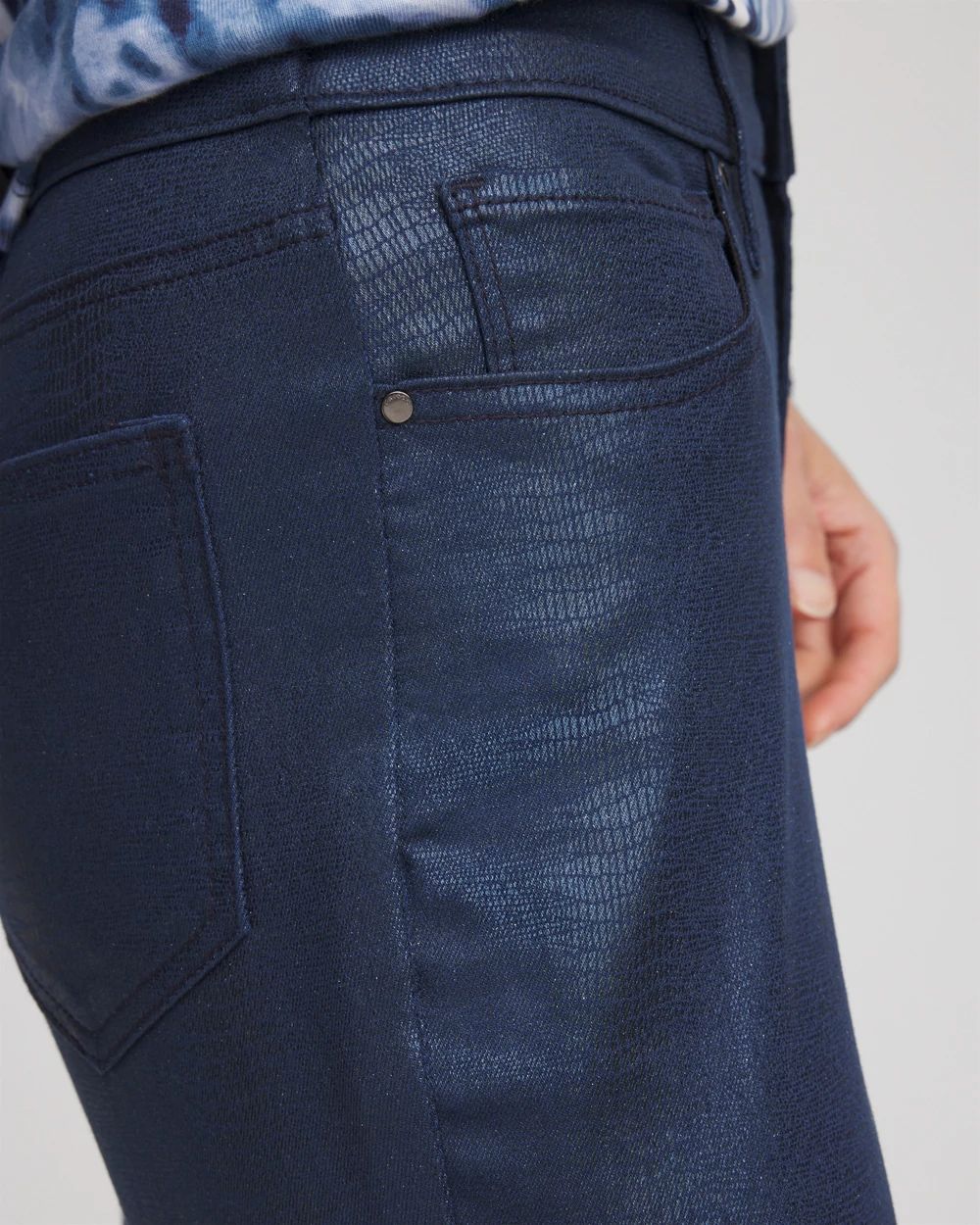 Girlfriend Coated Animal Print Jeans