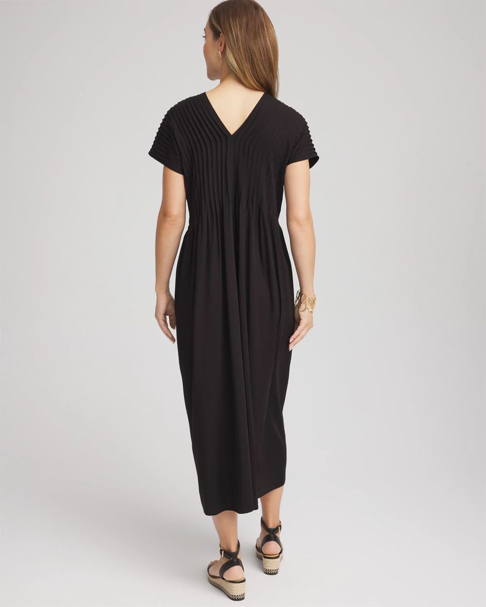 Silk-Twill Popover Midi Dress