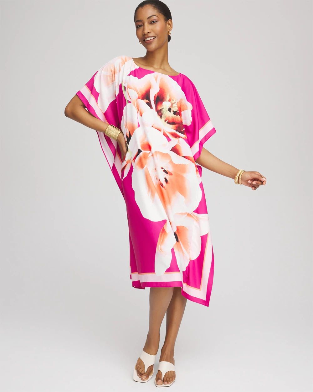 Floral Silky Kaftan Dress
