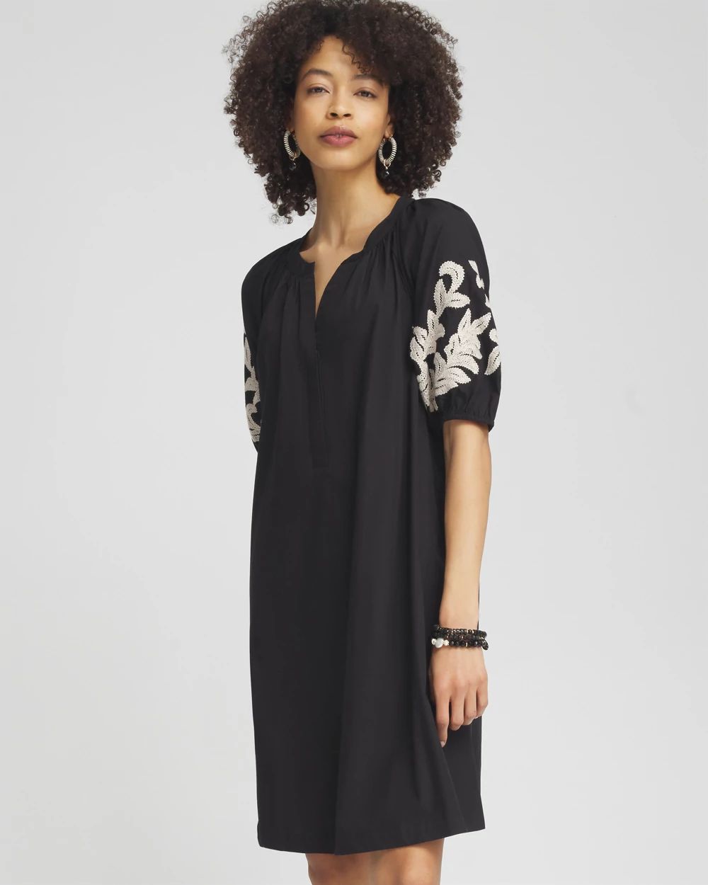 Poplin Embroidered Midi Dress