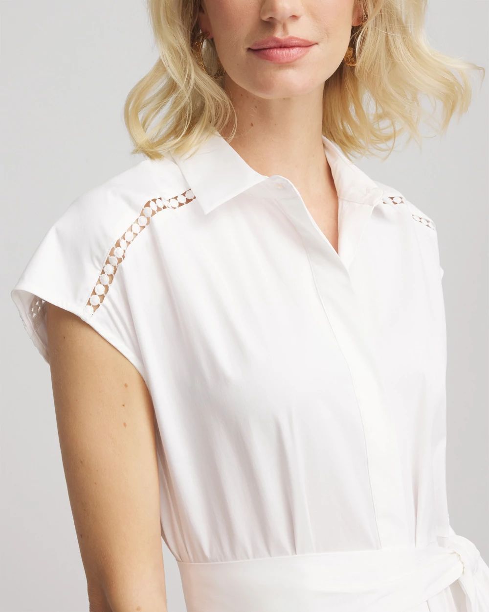 Petite Poplin Circle Trim Maxi Shirtdress