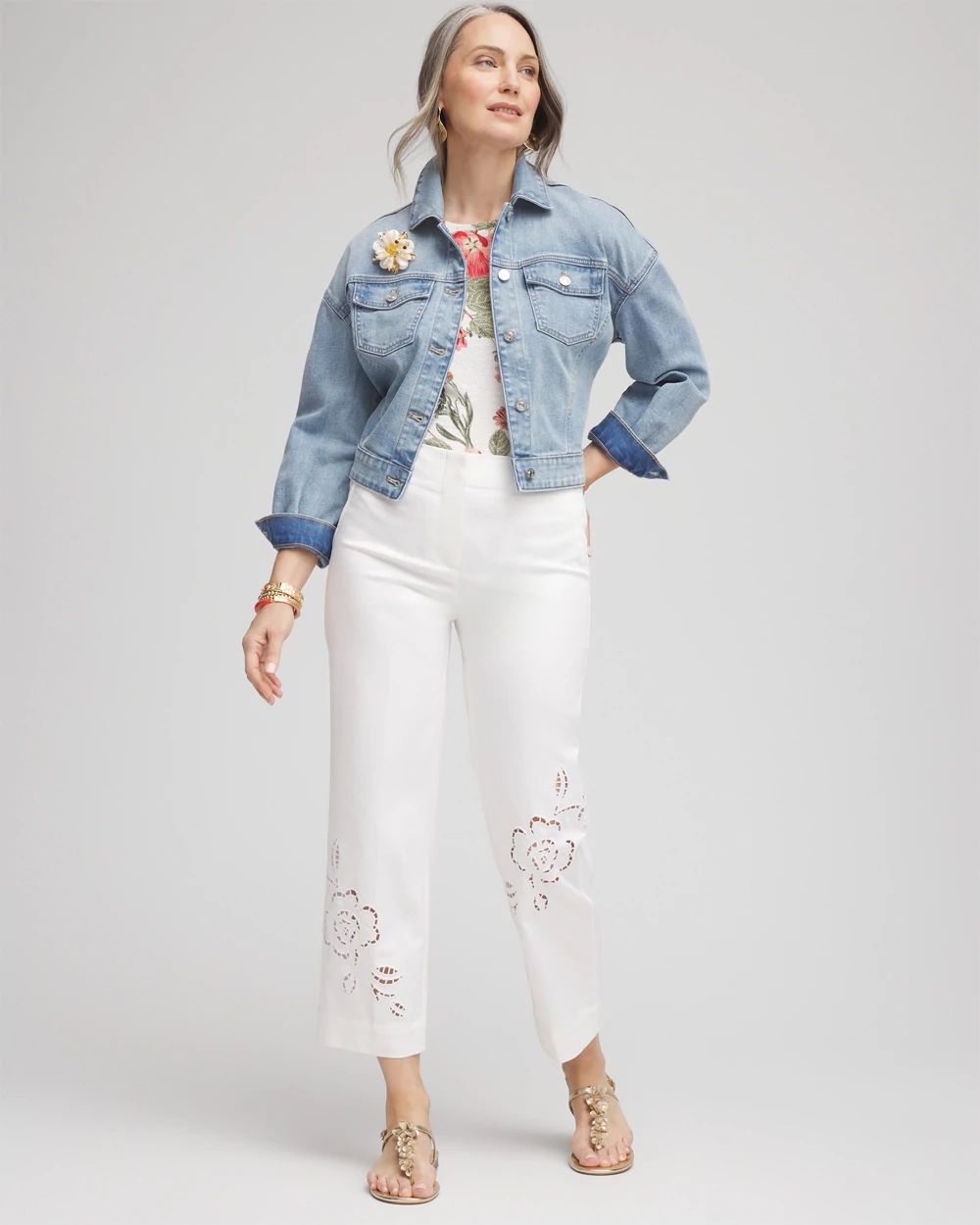 Sateen Cutout Cropped Pants