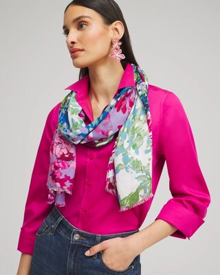 Mixed Floral Print Oblong Scarf