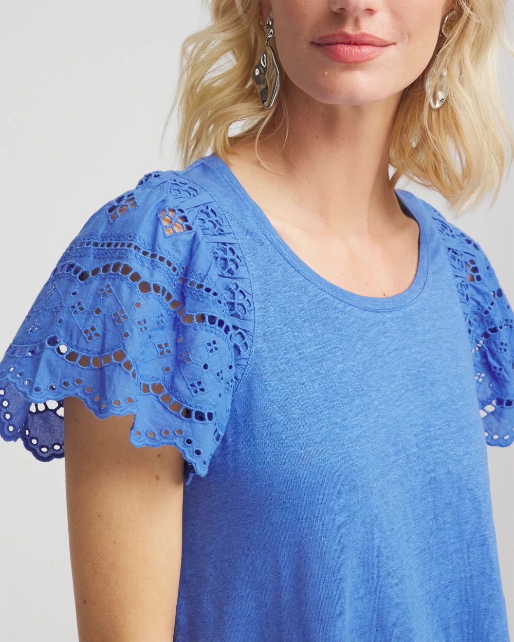 Linen Embroidered Lace Tee