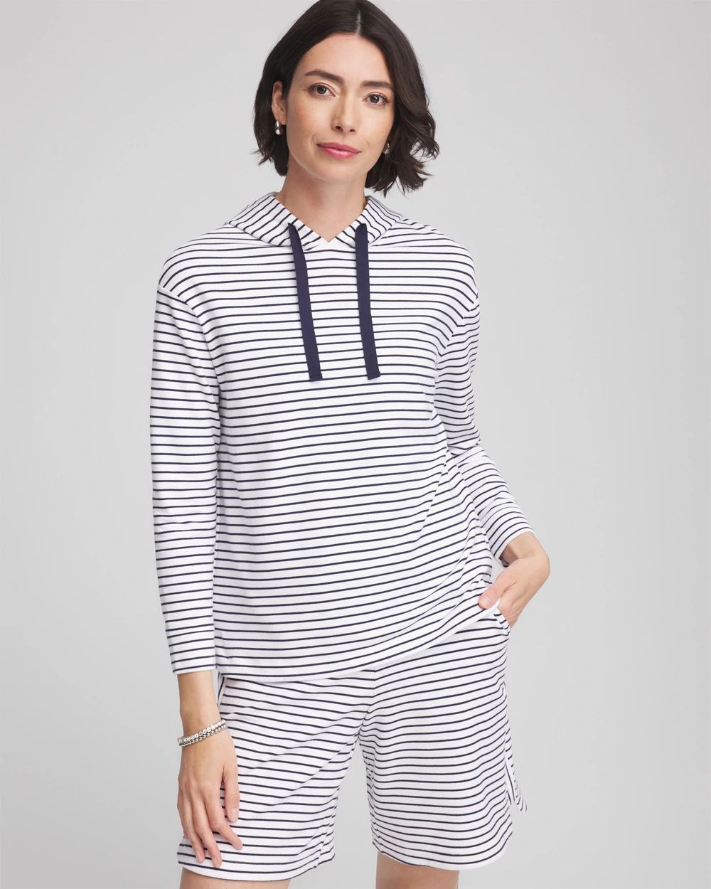 Zenergy® French Terry Cotton Striped Hoodie