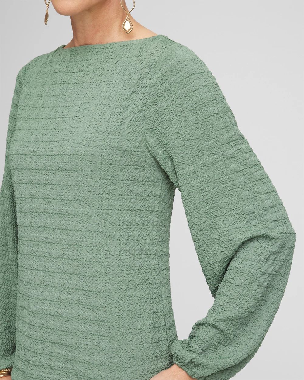 Smocked Boatneck Top