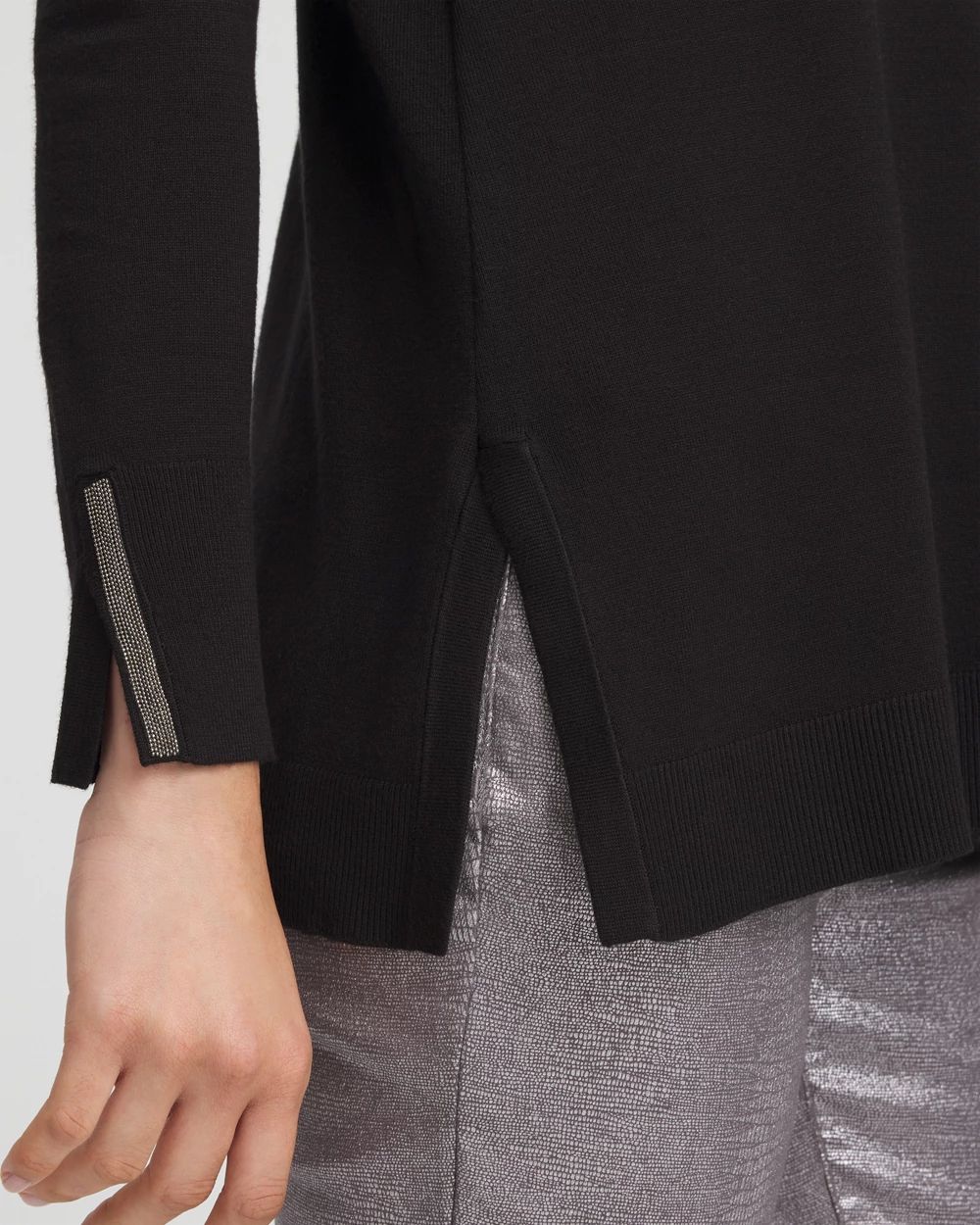 Embellished Crew Neck Sweater Tunic