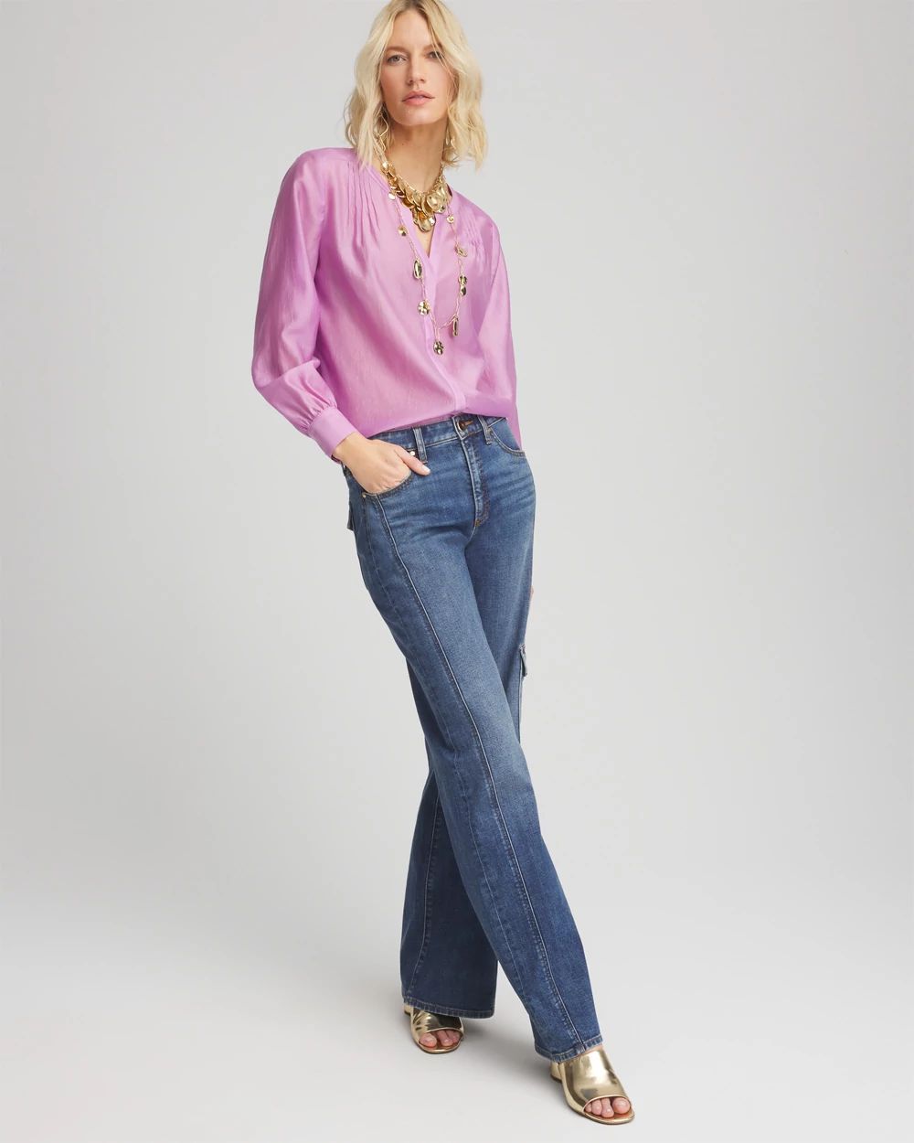 Tencel-Blend Sheer Blouse