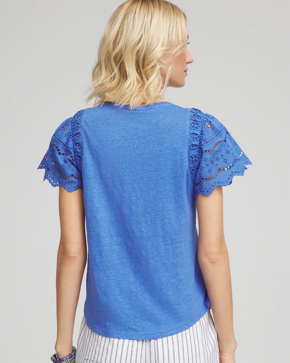 Linen Embroidered Lace Tee
