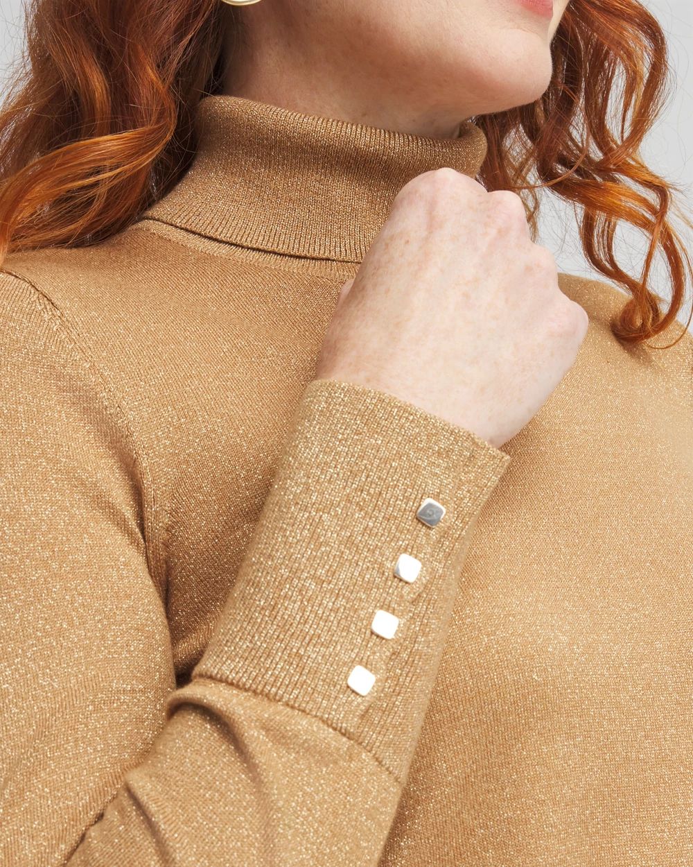 Camel Shimmer Turtleneck Sweater