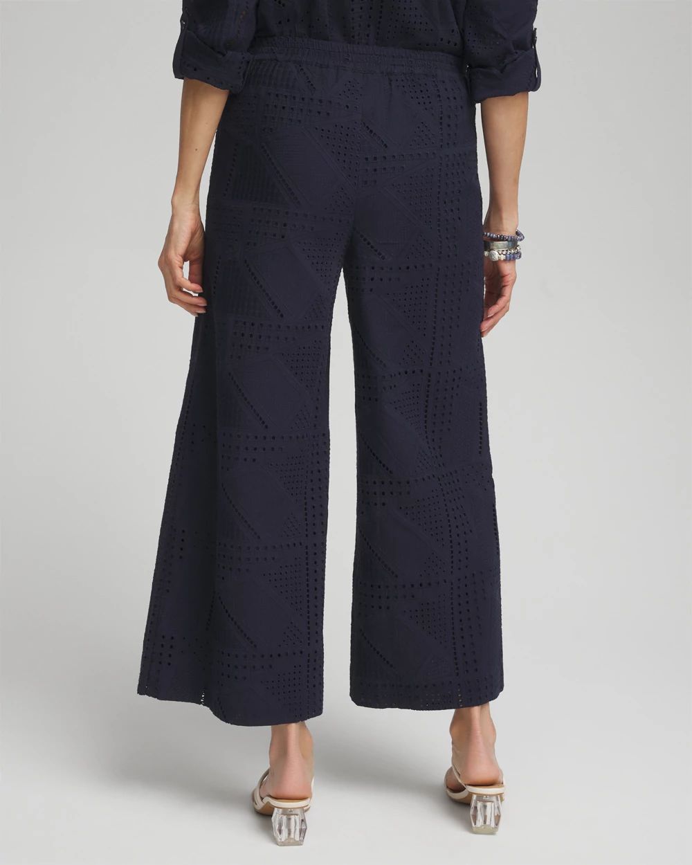 Geo Eyelet Soft Cropped Pants