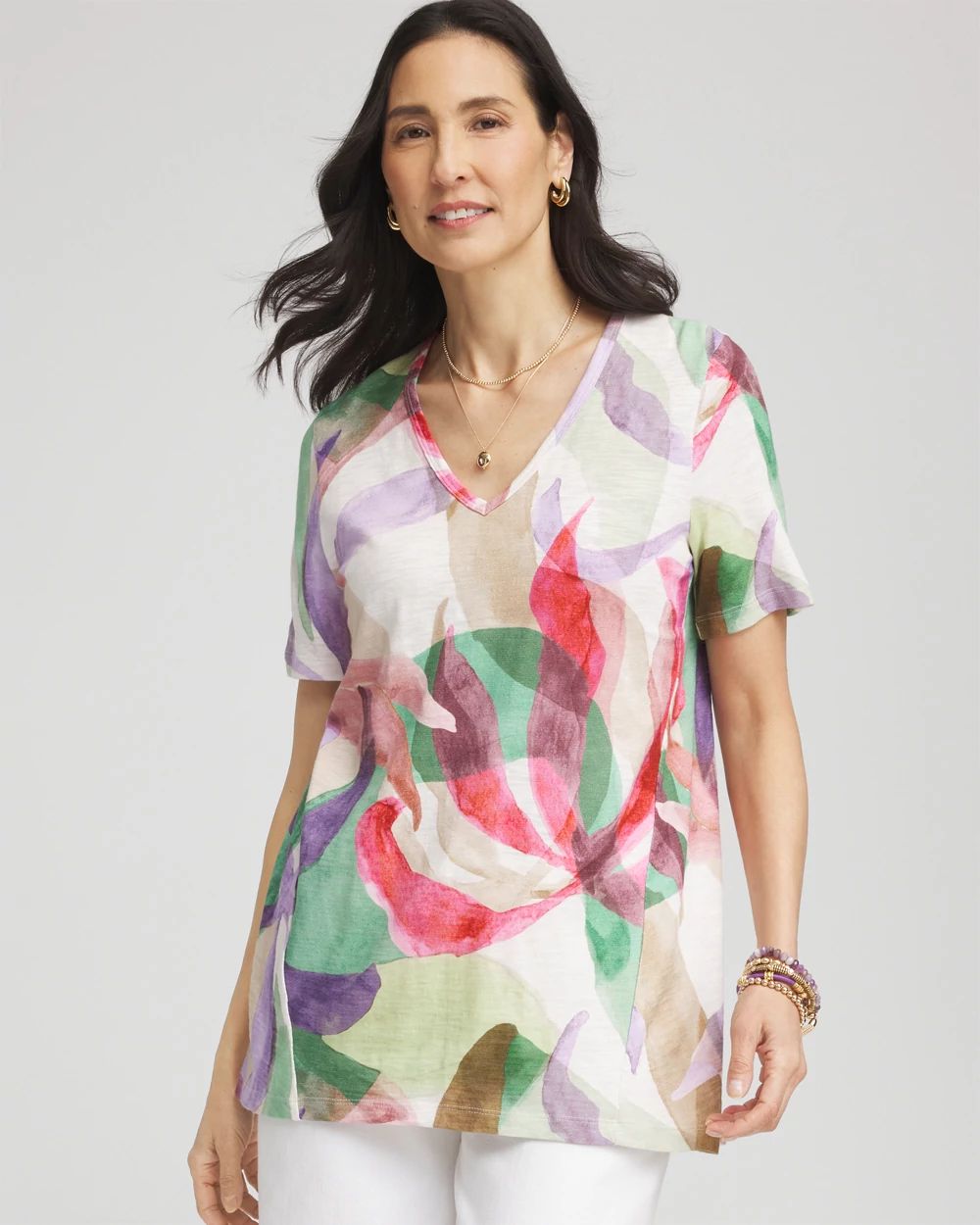 Floral Short Sleeve Forward-Seam Tee